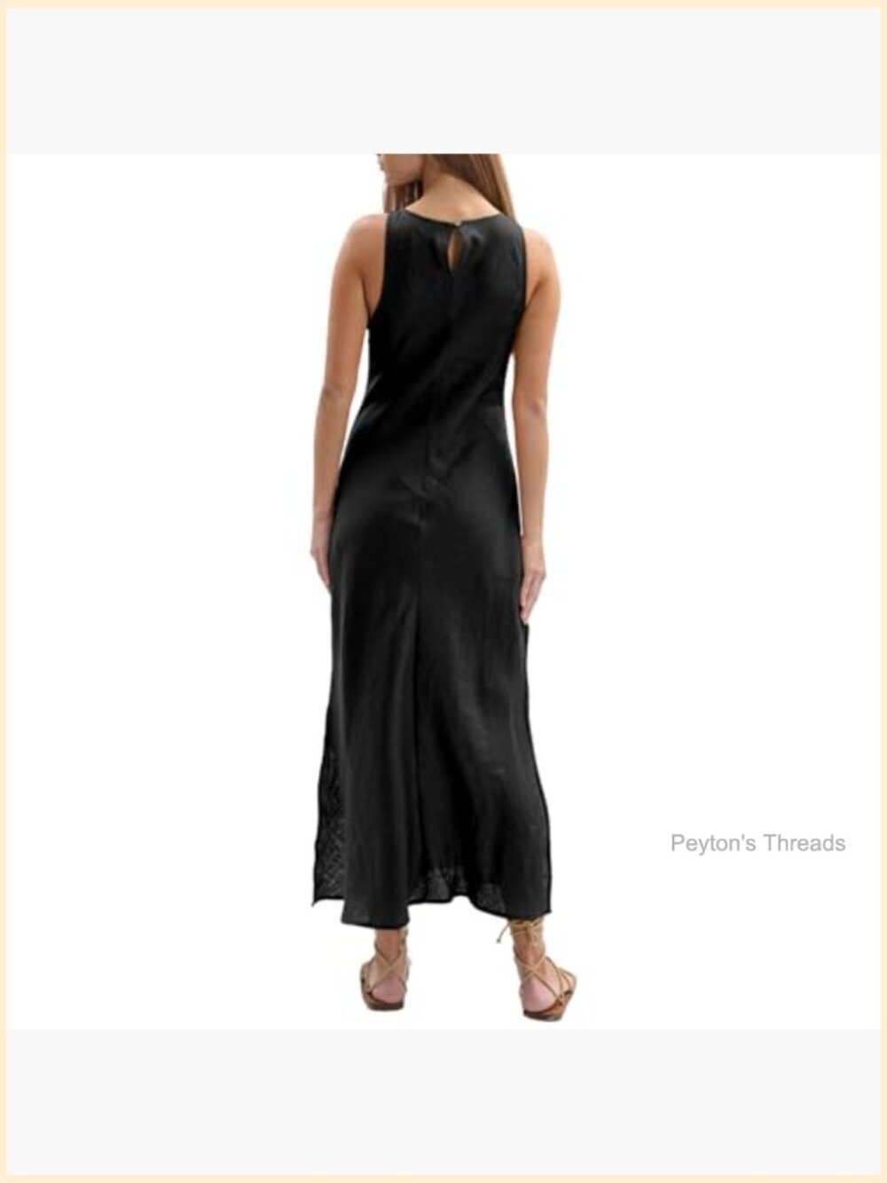100% Linen Sleeveless Bodycon Maxi Dress with Side Splits - Picture 2 of 6